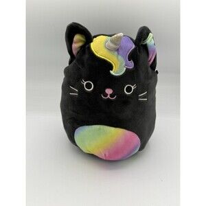 Squishmallows Caylee Unicorn Cat 7.5” Plush Toy Caticorn Rainbow Black Kellytoy
